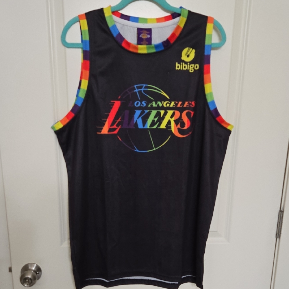 Bibigo Los Angeles Lakers Black Jersey with Rainbow Accents